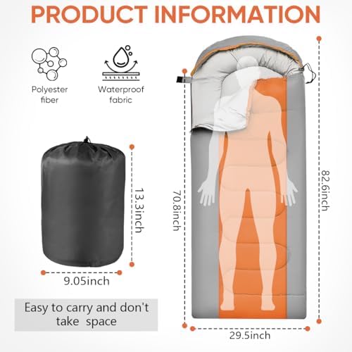 OBTANIM Sleeping Bags Portable Waterproof Camping Sleeping Bag for Adults Kids 4 Seasons Cold Weather or Warm Backpacking Hiking Travel Indoor Outdoor Use