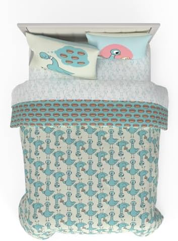 The Pigeon Finds A Hot Dog Full Bedding Set – 7 Piece Super Soft Microfiber Reversible Comforter, Sheet Set & Sham - Book by Mo Willems (Officially Licensed Product) by Franco
