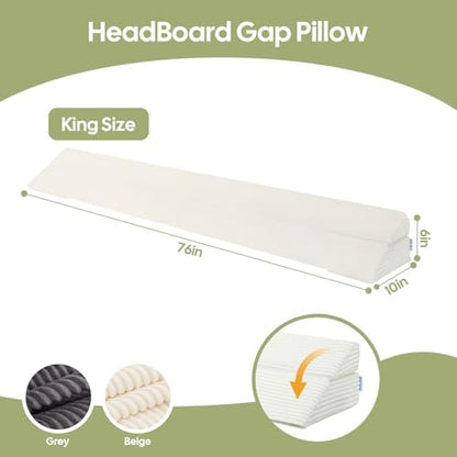 Bed Wedge Pillow for Headboard, King Size Gap Filler Mattress
