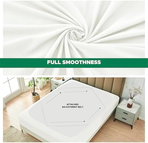 Box Spring Cover King Size-Ivory Stretch Wrap Around 4 Sided Bed Skirt