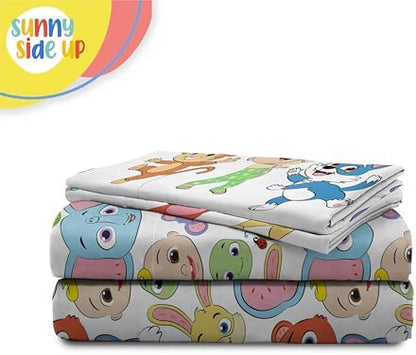 Sunny Side Up CoComelon Full Size Sheeet Set - 4 Piece Kids Animals Bedding Set Includes Pillow Cover - Super Soft Microfiber Sheets