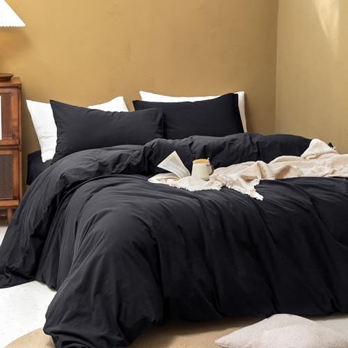 FOSSA Duvet Cover Set 100% Washed Cotton Linen Feel Super King Plus