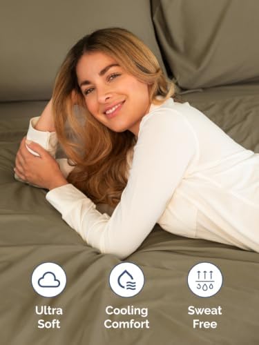 Extra Deep Pocket Twin Size Sheet Set - Breathable & Cooling - Khaki