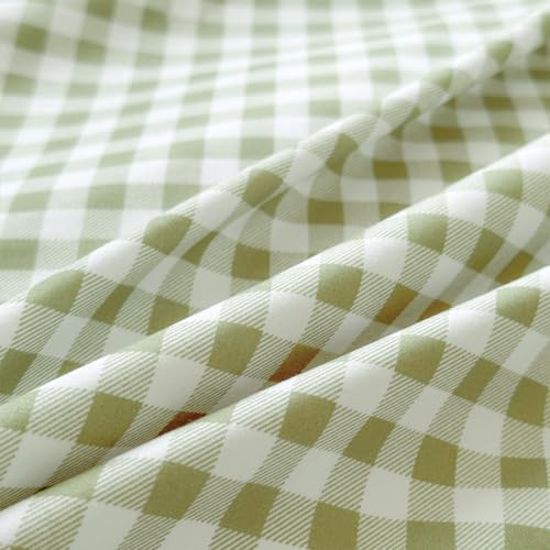 NSNLGSGC Sage Green Gingham Duvet Cover Set, Twin