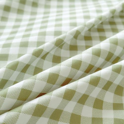 NSNLGSGC Sage Green Gingham Duvet Cover Set, Twin