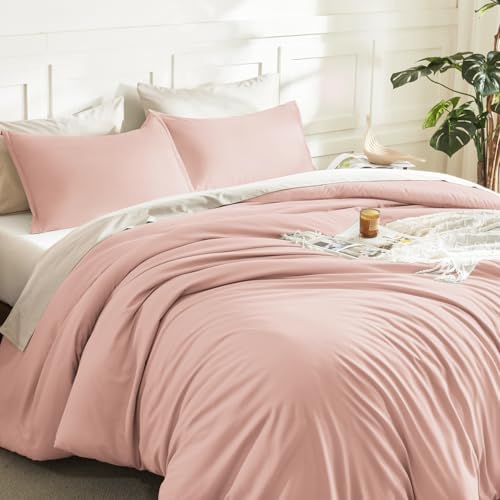 Litanika Blush Pink Oversized King Comforter Set, 3 Pcs Lightweight Bedding