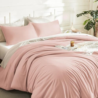 Litanika Blush Pink Oversized King Comforter Set, 3 Pcs Lightweight Bedding