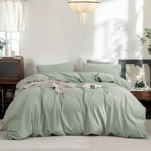 FOSSA Duvet Cover Set 100% Washed Cotton Linen Feel Oversized King Plus