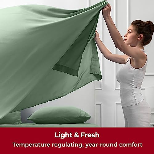 Mellanni Iconic 5-Piece, Ultra Soft Sheet Set (Split King, Sage)