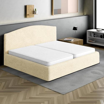 PAULATO BY GA.I.CO. Stretch Headboard and Frame Slipcover – Soft Bi-Elastic 1-Piece Bedframe Cover – Furniture Protector Machine Washable – Cream (King 75"-83" Wide)