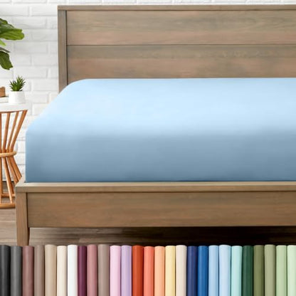 Bare Home Cal King Fitted Sheet - 1800 Ultra-Soft (Cal King, Light Blue)