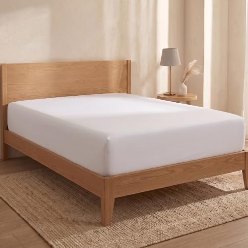 BIOWEAVES 100% Organic Cotton 1 Twin XL Fitted Sheet Only | 300 Thread Count Sateen Weave GOTS Certified with Deep Pocket - White