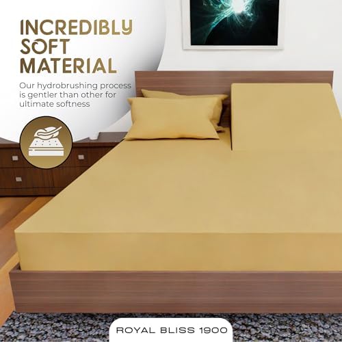 Split Top California King - 4 Piece Bedding - Deep Pocket Sheet Set - Split Top California King Sheets Sets for Adjustable Bed - Double Brushed Microfiber (Gold)