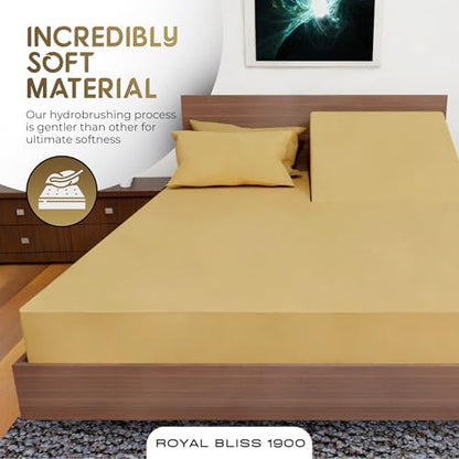 Split Top California King - 4 Piece Bedding - Deep Pocket Sheet Set - Split Top California King Sheets Sets for Adjustable Bed - Double Brushed Microfiber (Gold)