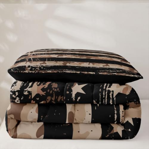 Feelyou American Flag Camouflage Comforter Set Twin Bedding Set for Boys