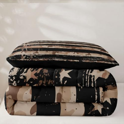 Feelyou American Flag Camouflage Comforter Set Twin Bedding Set for Boys