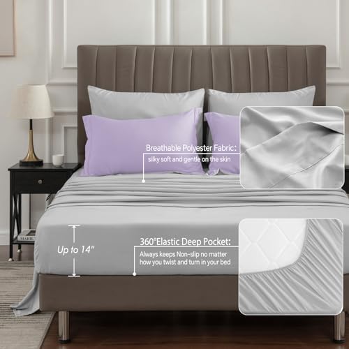 BEDELITE Twin Comforter Set 5 Pieces, Reversible Lavender Bed in A Bag