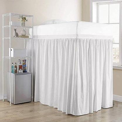 Crown Collection Full XL 32" Inch Drop Long Dorm Bed Skirt, Ruffled Pattern College Dorm Room Bed Skirts, Split Corner, Easy Care, No Wrinkle Microfiber Bed Skirt