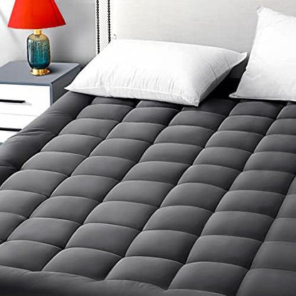 EASELAND California King Mattress Pad Pillow Top Mattress Topper Dark Grey