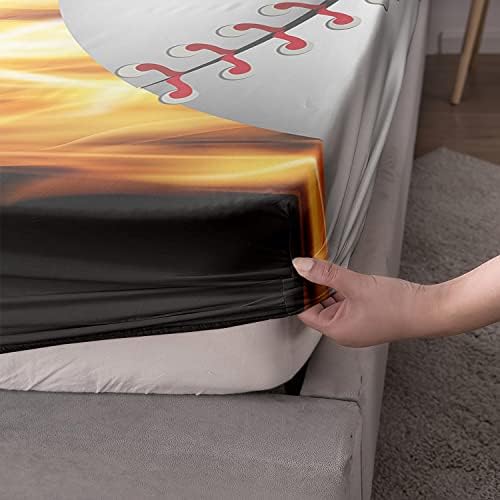 HOSIMA Teens Sports Baseball Bedding Full,1 Fitted Sheet+2 Pillowcases.