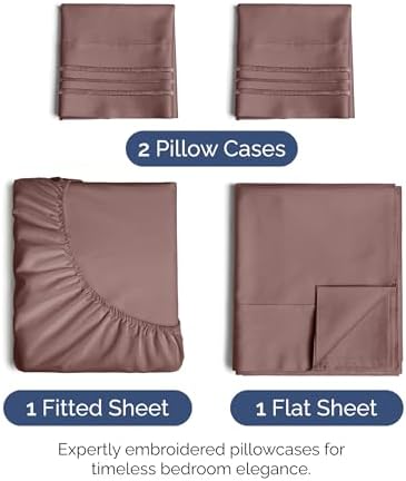Cal King Size 4 Piece Sheet Set - Ultra Soft & Cooling Bed Sheets - Clay