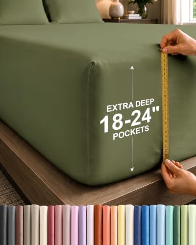 CGK Linens Extra Deep Cal King Fitted Sheet Only - Sage Green