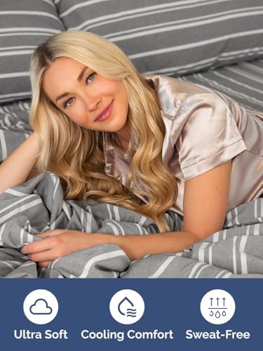 CGK Linens Extra Deep King Fitted Sheet - Fitted Sheet Only - Grey Stripes