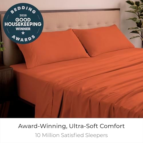 Mellanni Iconic 4-Piece, Ultra Soft Sheet Set (King, Poppy Orange)
