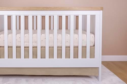 Brown Crib Skirt Neutral, Baby Crib Skirt Girl Boy, 52"x28" with 15" Drop Crib Bedskirt, Cotton Bed Skirt, Oeko TEX Certified Cribs Dust Ruffle, Crib's Accessories Boy Girl (Brown Bedskirt)