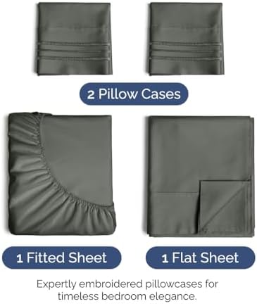 King Size 4 Piece Sheet Set - Ultra Soft & Cooling Sheets - Dark Slate Grey