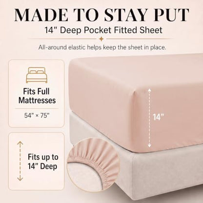 CozyLux Full Size Comforter Set Blush Pink, 7 Pieces Bed in a Bag