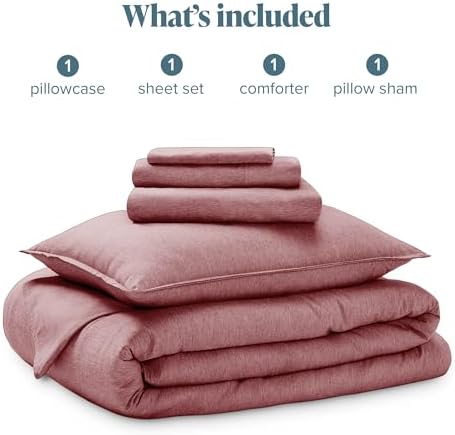 Bare Home Bed-in-A-Bag 5 Piece Set (Twin XL, Heathered Rosewood)