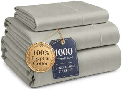 LANE LINEN Twin XL Sheets for Adjustable Bed 100% Egyptian Cotton - Silver