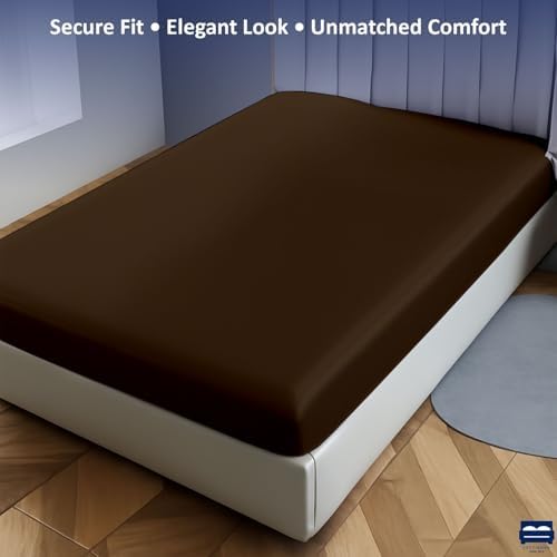 1 Piece King Size Fitted Sheet Only, 15-Inch Deep Mattress, Chocolate Solid