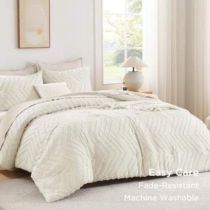 Andency Ivory Oversized King Comforter Set 120x98 Extra Large