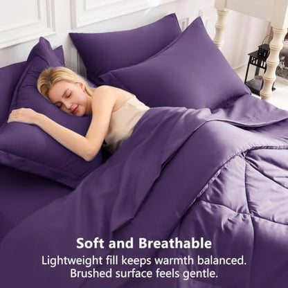 CozyLux King Comforter Set 102"x90" Purple - 7 Piece Bed in a Bag