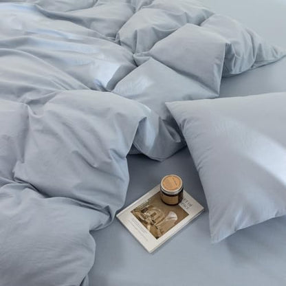 FOSSA Duvet Cover Set 100% Washed Cotton Linen Feel Oversized Queen