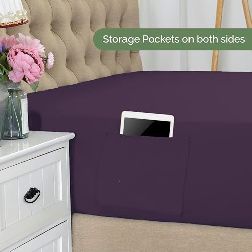 Elegant Comfort 1500 Premium Hotel Quality 18-21 Inches Deep - Extra Deep Pocket Single Fitted Sheet for High Mattress, Luxury and Softest, Smart Pocket - Wrinkle Free, California King, Purple