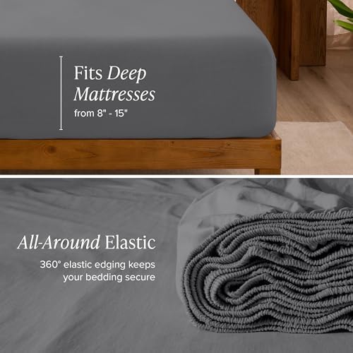 Bare Home 100% Organic Cotton Jersey Sheet Set (King, Grey)