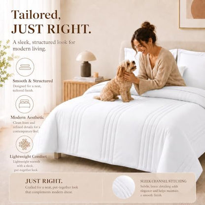 CozyLux California King Comforter Set White- 7 Pieces Bed in a Bag