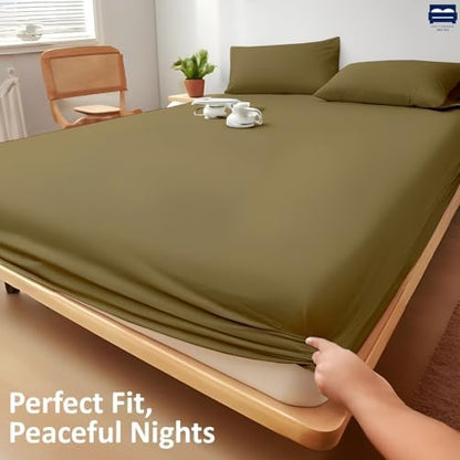 1 Piece King Size Fitted Sheet Only, 15-Inch Deep Mattress, Taupe Solid
