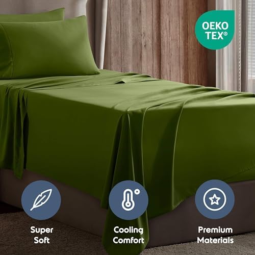 Nestl Twin XL Sheet Set - Bed Sheets - Calla Green - 3-Piece Deep Pocket