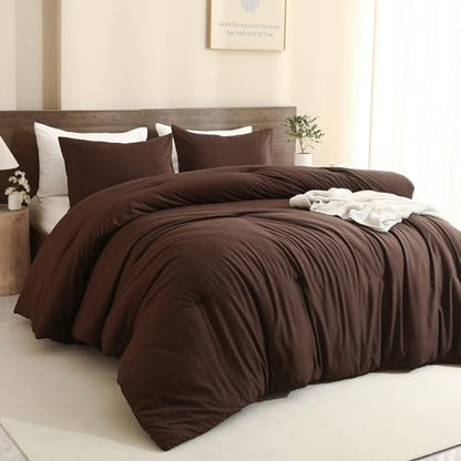 Paxrac Brown Super King Comforter Set 120x120In, 3 Pieces Oversized King Comforter Set, Lightweight Solid Bedding Set, All Seasons Soft Fluffy Bed Set (1 Comforter & 2 Pillowcases)