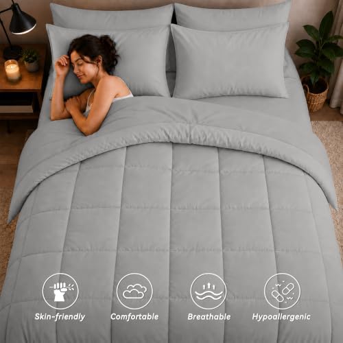 Anluoer Full Size Comforter Sets, 7 Piece Bed in a Bag Full Bedding Sets