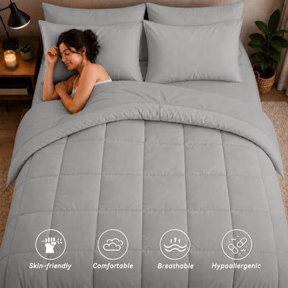 Anluoer Full Size Comforter Sets, 7 Piece Bed in a Bag Full Bedding Sets