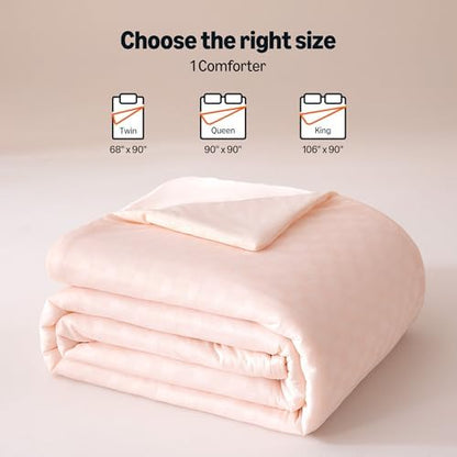 Amazon Basics Cooling Comforter, Soft Lightweight Waffle Weave Blanket for Hot Sleepers, Summer & All Season Bedding to Keep Cool for Night Sweats, 106"x90", King, Pink