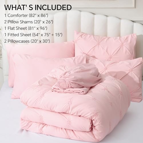 BEDELITE Full Comforter Set Baby Pink,Lightweight & Soft Comforter