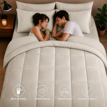 Anluoer Queen Comforter Set 7 Piece, Soft Bed in a Bag Queen Bedding Sets
