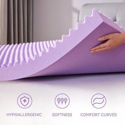 SINWEEK 3.8 Inch Egg Crate Memory Foam Mattress Topper King Size, Soft Mattress Pad for Back Pain Relief, Bed Topper, CertiPUR-US Certified