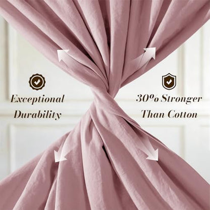 SONORO KATE 100% French Linen Cal King Size Sheets Set,Natural Flax Bedding